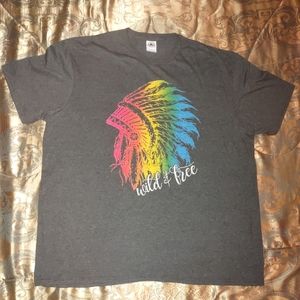 NWOT Delta Soft Wild & Free Gray Native American T-Shirt 2XL